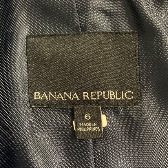 Banana Republic Womens Blue Patterned Blazer Size 6 Business Casual - Picture 6 of 14